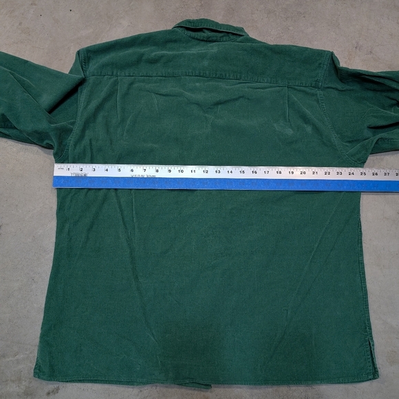 VTG Ralph Lauren Country Corduroy Shirt Mens L Loop Collar Green Flaws - Picture 5 of 6